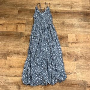 Blue Floral Cross Back Dress